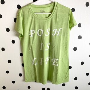 🆕POSH IS LIFE GREE /WHITE SHIRT SIZE L